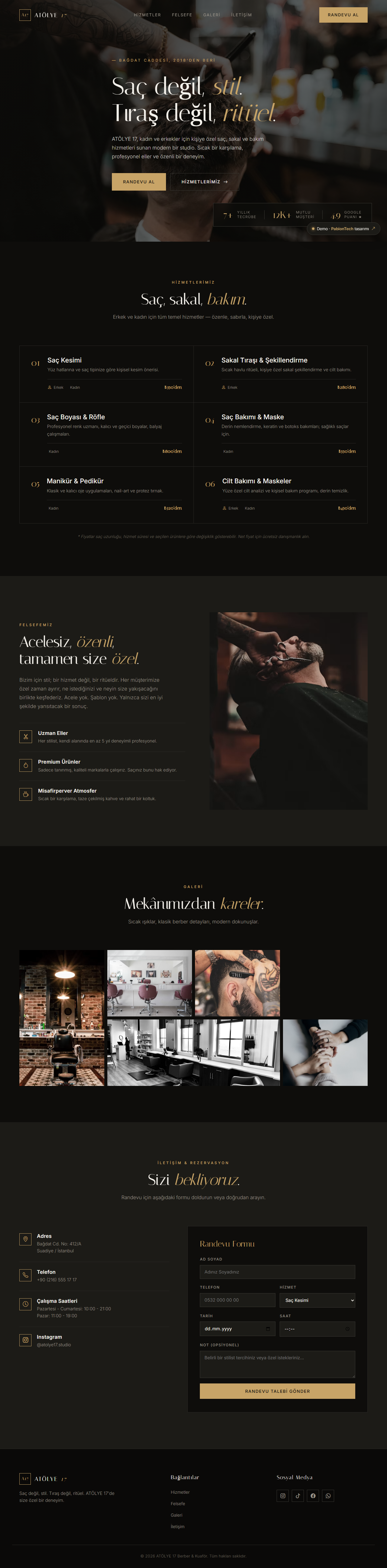 Berber & kuaför demo sitesi ekran görüntüsü